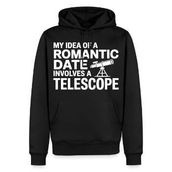 Romantisches Date Teleskop Journal - Männer Premium Bio Hoodie - Schwarz - Vorne - Nico (187cm)