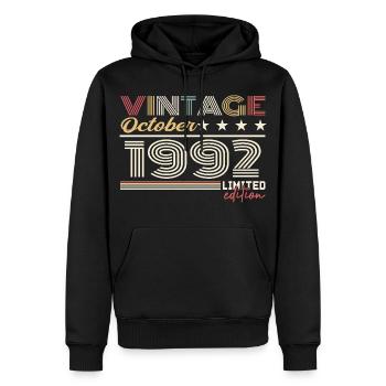 Octobre 1992 rétro anniversaire 1992 Octobre 1992  - Sweat à capuche Premium bio Homme - noir - Devant - Nico (187cm)