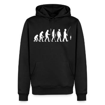 The Evolution of Fishing – Man’s True Heritage - Männer Premium Bio Hoodie - Schwarz - Vorne - Nico (187cm)