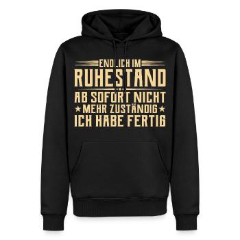 Retraite Plus responsable - Retraité - Sweat à capuche Premium bio Homme - noir - Devant - Nico (187cm)