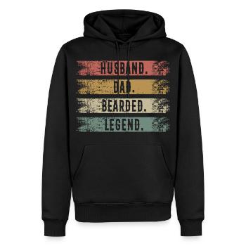 Mari Papa Barbu Légende Rétro - Sweat à capuche Premium bio Homme - noir - Devant - Nico (187cm)