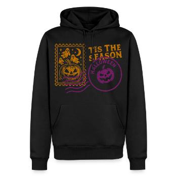 Gruseliger Halloween-Kürbis mit Geistern - Männer Premium Bio Hoodie - Schwarz - Vorne - Nico (187cm)