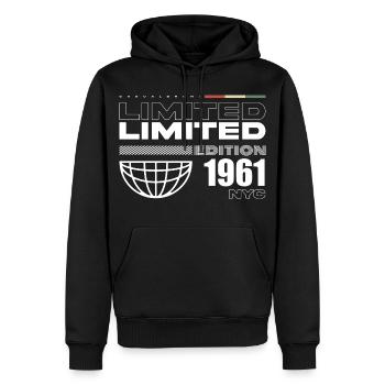 Geboren im 1961 Geburtstag 1961 - 64 Jahre Retro - Männer Premium Bio Hoodie - Schwarz - Vorne - Nico (187cm)