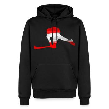 Hockey Österreich - Männer Premium Bio Hoodie - Schwarz - Vorne - Nico (187cm)