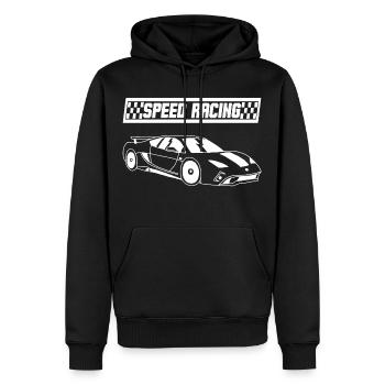 Voiture de course blanche - Sweat à capuche Premium bio Homme - noir - Devant - Nico (187cm)