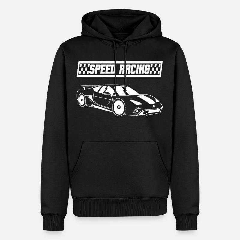 Voiture de course blanche - Sweat à capuche Premium bio Homme - noir