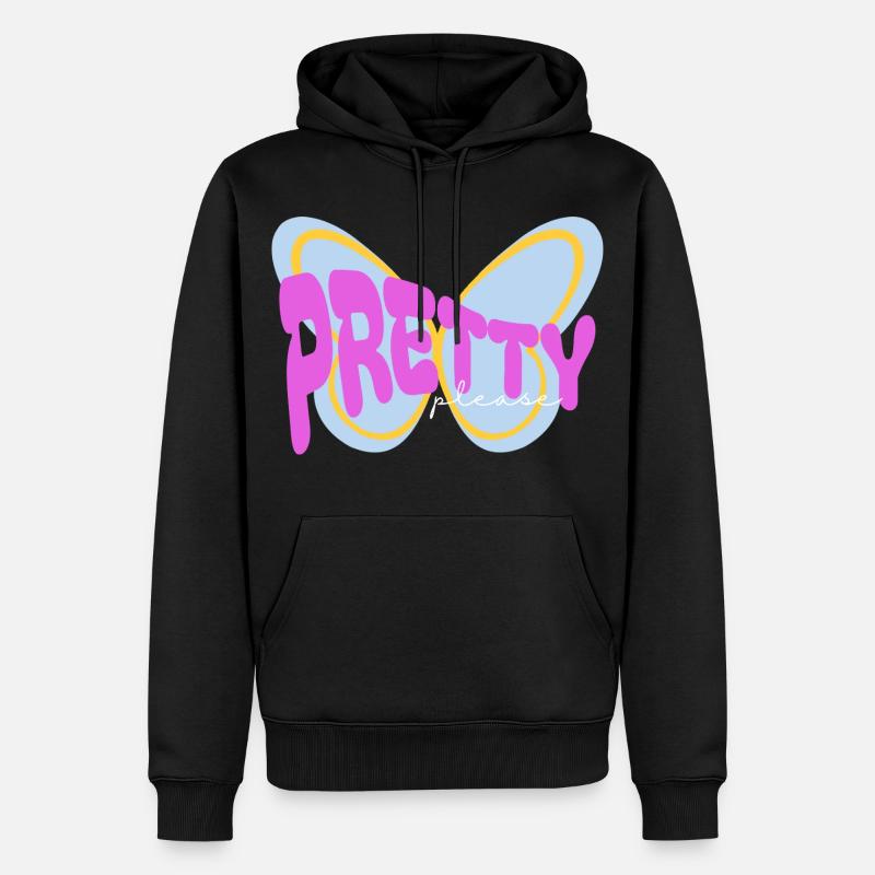 "Pretty please" sarkastisches Print Design - Männer Premium Bio Hoodie - Schwarz