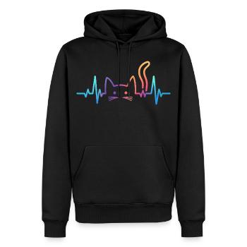 Katze EKG Herzschlag Regenbogen Motiv - Männer Premium Bio Hoodie - Schwarz - Vorne - Nico (187cm)