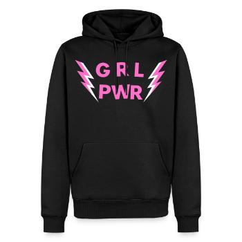 GRL PWR - Girl Power - Porte-bonheur petite amie - Sweat à capuche Premium bio Homme - noir - Devant - Nico (187cm)