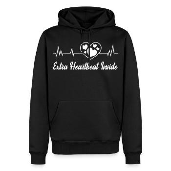 Future maman EXTRA HEARTBEAT INSIDE Funny - Sweat à capuche Premium bio Homme - noir - Devant - Nico (187cm)
