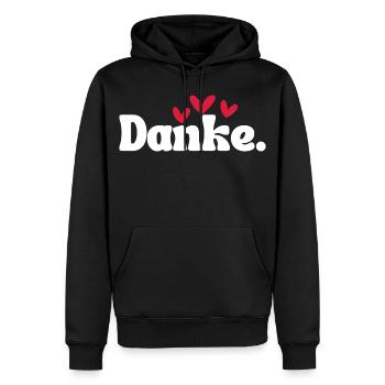 Typographie du cœur de remerciement - Sweat à capuche Premium bio Homme - noir - Devant - Nico (187cm)