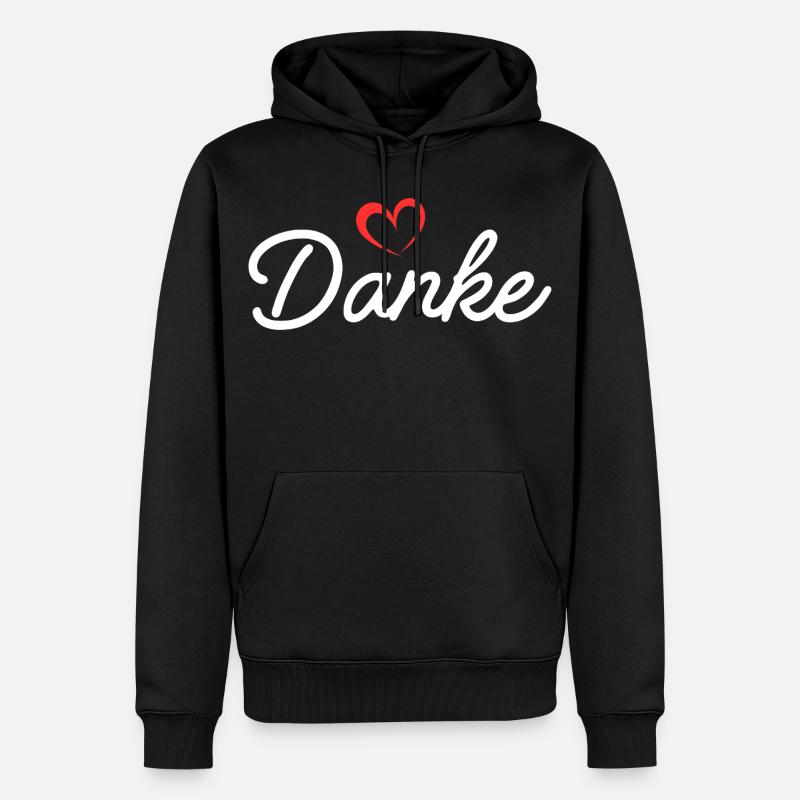 Danke Herz Script - Männer Premium Bio Hoodie - Schwarz
