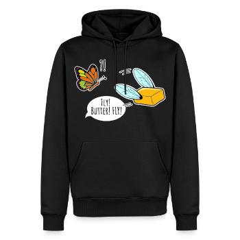 Fliegende Butter Schmetterling kuckt zu, Butterfly - Männer Premium Bio Hoodie - Schwarz - Vorne - Nico (187cm)