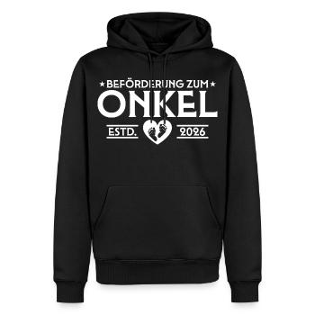 Schwangerschaftsverkündung 2026 Werdender Onkel - Männer Premium Bio Hoodie - Schwarz - Vorne - Nico (187cm)