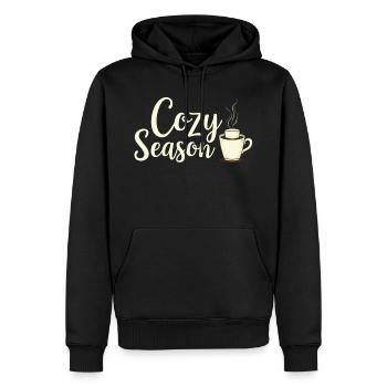 Cozy Season Herbstgetränk  - Männer Premium Bio Hoodie - Schwarz - Vorne - Nico (187cm)