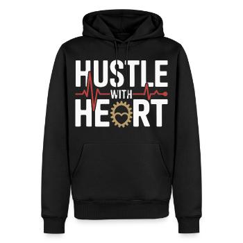 Hustle with Heart Geardesign - Men’s Premium Organic Hoodie - black - Front - Nico (187cm)