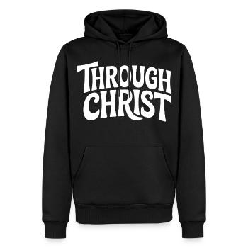 Par le Christ Jésus Chrétiens Foi - Sweat à capuche Premium bio Homme - noir - Devant - Nico (187cm)