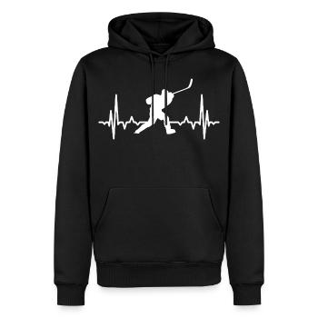 Mon cœur bat pour le hockey sur glace - Sweat à capuche Premium bio Homme - noir - Devant - Nico (187cm)