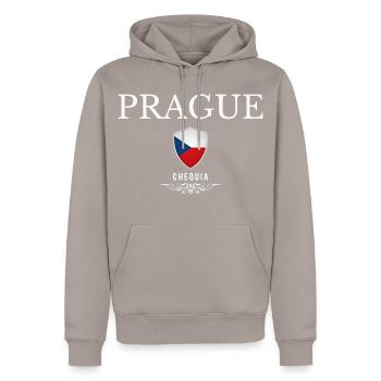 Prague Czech Republic, souvenir Prague - Men’s Premium Organic Hoodie - taupe - Front - Nico (187cm)