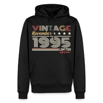 Novembre 1995 - Sweat à capuche Premium bio Homme - noir - Devant - Nico (187cm)
