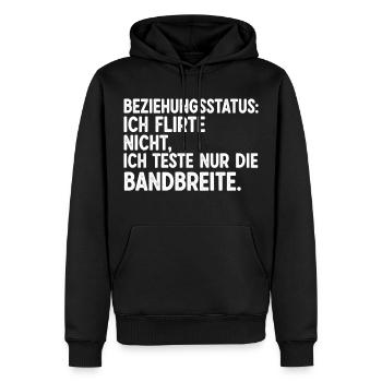 Statut relationnel : Je ne flirte pas - Sweat à capuche Premium bio Homme - noir - Devant - Nico (187cm)