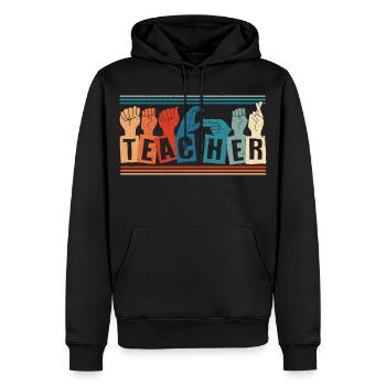 ASL Dolmetscher Gebärdensprache - Männer Premium Bio Hoodie - Schwarz - Vorne - Nico (187cm)