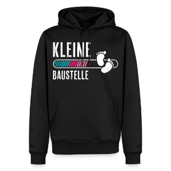 Bald Mama KLEINE BAUSTELLE Baby Kommt Lustiges - Männer Premium Bio Hoodie - Schwarz - Vorne - Nico (187cm)