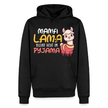MAMA LAMA RESTE EN PYJAMA AUJOURD’HUI Drôle - Sweat à capuche Premium bio Homme - noir - Devant - Nico (187cm)