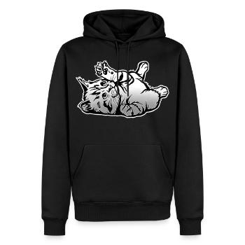 Verspielte Katze  - Männer Premium Bio Hoodie - Schwarz - Vorne - Nico (187cm)