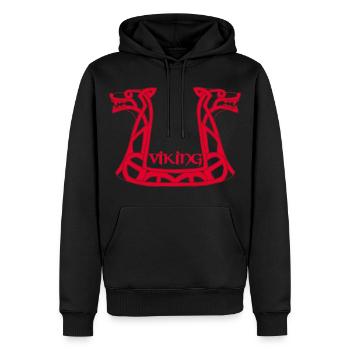 Roter Wikinger-Drache - Männer Premium Bio Hoodie - Schwarz - Vorne - Nico (187cm)