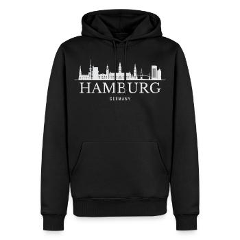 Hambourg Skyline, Hambourg Allemagne - Sweat à capuche Premium bio Homme - noir - Devant - Nico (187cm)