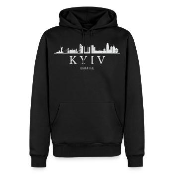 Skyline von Kiew, Kiew, Ukraine - Männer Premium Bio Hoodie - Schwarz - Vorne - Nico (187cm)