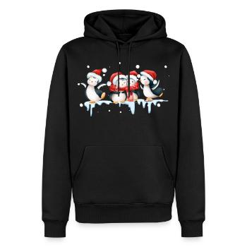 Drôle de pinguin Noël - Sweat à capuche Premium bio Homme - noir - Devant - Nico (187cm)