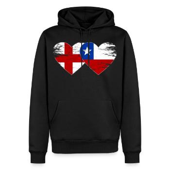 England Chile Flagge Herz used - Männer Premium Bio Hoodie - Schwarz - Vorne - Nico (187cm)