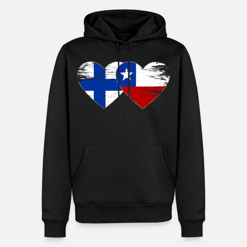 Finlande Chili Drapeau Coeur - Sweat à capuche Premium bio Homme - noir