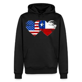USA Chile Flagge Herz - Männer Premium Bio Hoodie - Schwarz - Vorne - Nico (187cm)