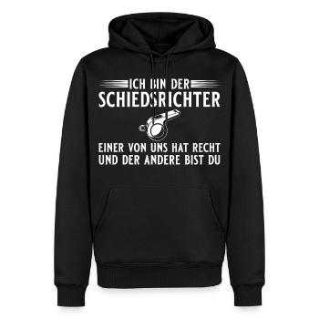 Referee: One is right - referee - Men’s Premium Organic Hoodie - black - Front - Nico (187cm)