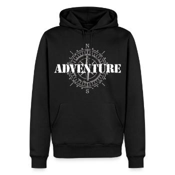 Aventure - Sweat à capuche Premium bio Homme - noir - Devant - Nico (187cm)