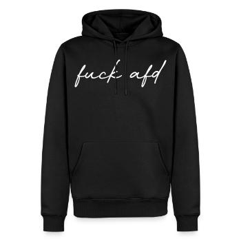 Fuck AFD Zeichen setzen Kritischer Typo Statement - Männer Premium Bio Hoodie - Schwarz - Vorne - Nico (187cm)