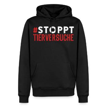 Expérimentation animale STOPS EXPÉRIMENTATION ANIMALE Lustigse - Sweat à capuche Premium bio Homme - noir - Devant - Nico (187cm)