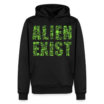 Alien Existe Chemise de science-fiction OVNI - Sweat à capuche Premium bio Homme - noir - Devant - Nico (187cm)