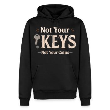 Not Your Keys – Bitcoin Wallet Spruch - Männer Premium Bio Hoodie - Schwarz - Vorne - Nico (187cm)