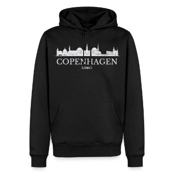 La silhouette de Copenhague, j’adore Copenhague - Sweat à capuche Premium bio Homme - noir - Devant - Nico (187cm)