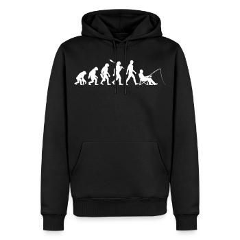 Evolution - Angler, Fishing Gift - Men’s Premium Organic Hoodie - black - Front - Nico (187cm)