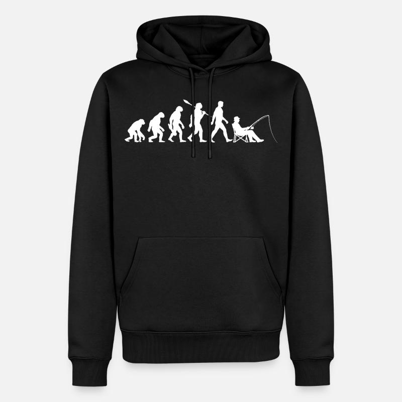 Evolution - Pêcheur, Cadeau de pêche - Sweat à capuche Premium bio Homme - noir