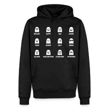 Des visages fantômes aux humeurs variées - Sweat à capuche Premium bio Homme - noir - Devant - Nico (187cm)