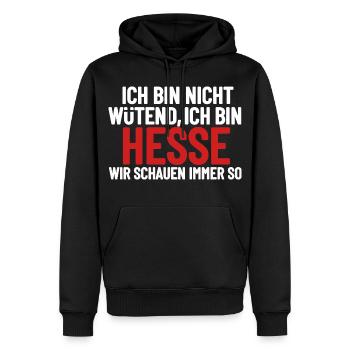 I'm not angry - I'm Hessian - Men’s Premium Organic Hoodie - black - Front - Nico (187cm)