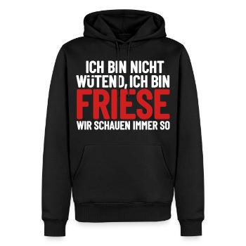 Ich bin nicht wütend - ich bin Friese - Männer Premium Bio Hoodie - Schwarz - Vorne - Nico (187cm)