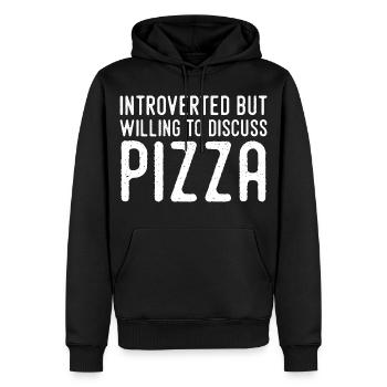 Introvertiert, aber Pizza-Fan - Männer Premium Bio Hoodie - Schwarz - Vorne - Nico (187cm)