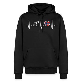 Courbe cardiaque Norvège ECG, Pouls, Orignal, Cadeau - Sweat à capuche Premium bio Homme - noir - Devant - Nico (187cm)